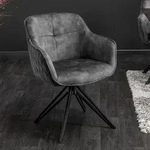 riess-ambiente Drehbarer Design Stuhl EUPHORIA dunkelgrau Samt im Retrostil mit