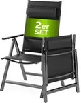 CASARIA&reg; Gartenst&uuml;hle 2er Set Klappbar Gepolstert Alu 8- Fach Verstellbar 120...