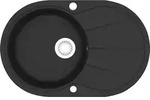 vidaXL Granit K&uuml;chensp&uuml;le Einzelwaschbecken Oval Schwarz - Schwarz