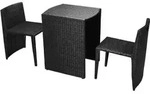 vidaXL 3-tlg. Bistro-Set mit Auflagen Poly Rattan Schwarz - Schwarz