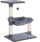 PawHut Katzenbaum 3-Stock Kratzbaum Katzenbett mit H&auml;ngebett Sisals&auml;ule...