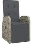vidaXL Garten-Liegestuhl mit Auflage Poly Rattan Grau - Grau