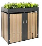 Westmann Metall M&uuml;lltonnenbox Planta 2x240 L M&uuml;lltonnenbox mit Pflanzdach