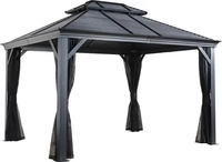 Sojag Alu Pavillon Mykonos 1012 Hardtop Pavillon mit Moskitonetz Grau...