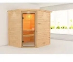 Karibu Sauna Innensauna Elea Eckeinstieg ohne Zubeh&ouml;r 224x184x191 cm mit Dachkranz