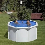 GRE Runder wei&szlig;er Stahlwandpool &Oslash; 240 x 120 cm KIT240ECO - Blau/Wei&szlig;