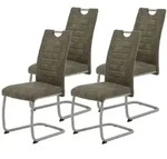 Hela Tische, 4er Set Freischwinger Stuhl, Esszimmerstuhl Ulla - Mikrofaser Schlamm -