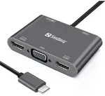 Sandberg 136-35 USB-C 5-in-1 PD 100W DisplayDock - Grau