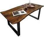 SAM&reg; Esstisch Baumkante massiv Akazie nussbaum 140 x 80 schwarz QUINN - Braun