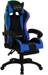 vidaXL Gaming-Stuhl mit RGB LED-Leuchten Blau und Schwarz Kunstleder -...