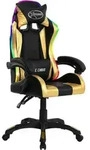 vidaXL Gaming-Stuhl mit RGB LED-Leuchten Gold und Schwarz Kunstleder -...