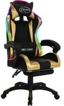 vidaXL Gaming-Stuhl mit RGB LED-Leuchten Gold und Schwarz Kunstleder - Schwarz/Gold