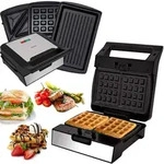 Sandwichmaker | Waffeleisen | Kontaktgrill | 1400 W | Antihaft - Gusto - Silber
