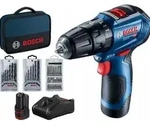 Bosch Bohrschrauber 12V 30/17Nm 2X2,0Ah Brushless + Zubeh&ouml;r 39 Elem. Gsr 12V-30