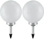 2er Set LED Solarleuchte, Kugel wei&szlig;, H 65 cm