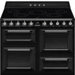 Smeg TR4110IBL2, freistehender Herd, Schwarz, Kn&ouml;pfe, Edelstahl, Front: Edelstahl -
