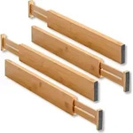 KESPER Schubladentrenner 4er Set, Bambus, 1707413 &ndash; L&auml;nge verstellbar 45,5&ndash;55