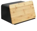 Brotkasten mit Bambusbrett, Schwarz - Schwarz