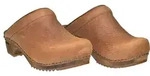 Sanita Clogs Damen Holz Pantolette Wood-Chrissy Open Leder 1200009W braun,