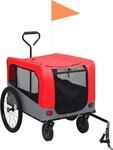 vidaXL 2-in-1 Fahrradanh&auml;nger f&uuml;r Hunde und Buggy Rot und Grau