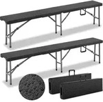CASARIA&reg; 2er Set Bierbank Klappbar 8 Personen Rattanoptik 183cm Kunststoff Klappbank