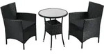 Juskys Polyrattan Balkon Set Bayamo 2 Personen &ndash; Tisch mit Glasplatte & 2 St&uuml;hlen
