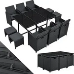 Juskys Polyrattan Sitzgruppe Baracoa XL 11-teilig wetterfest & stapelbar &ndash;
