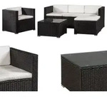 Juskys Polyrattan Lounge Punta Cana L schwarz &ndash; Gartenlounge Set f&uuml;r 4-5 Personen