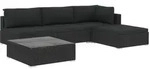 vidaXL 5-tlg. Garten-Lounge-Set mit Auflagen Poly Rattan Schwarz - Schwarz