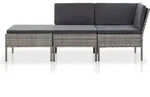 vidaXL 3-tlg. Garten-Lounge-Set mit Auflagen Poly Rattan Grau - Grau