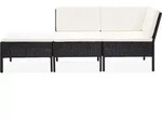 vidaXL 3-tlg. Garten-Lounge-Set mit Auflagen Poly Rattan Schwarz - Schwarz