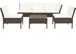 vidaXL 6-tlg. Garten-Lounge-Set mit Auflagen Poly Rattan Braun - Braun
