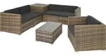 tectake&reg; Rattan Lounge Pisa f&uuml;r 5 Personen widerstandsf&auml;hig und UV-best&auml;ndig -