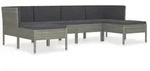 vidaXL 6-tlg. Garten-Lounge-Set mit Auflagen Poly Rattan Grau - Grau