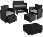 tectake&reg; Rattan Sitzgruppe Modena f&uuml;r 4 bis 6 Personen - Schwarz