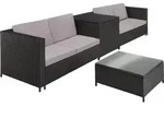 tectake&reg; Rattan Lounge Siena f&uuml;r 4 Personen widerstandsf&auml;hig und UV-best&auml;ndig -