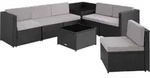 tectake Rattan Lounge Set - UV-best&auml;ndiges Polyrattan, Schwarzes Stahlgestell,