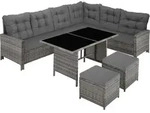 tectake Rattan Lounge Barletta - Polyrattan Sitzgruppe mit UV-Schutz -