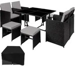tectake&reg; Rattan Sitzgruppe Bilbao f&uuml;r 4 bis 8 Personen - Schwarz