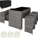tectake&reg; Aluminium Rattan Barset Ibiza wetterfest und UV-best&auml;ndig - Grau