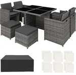 tectake&reg; Aluminium Rattan Sitzgruppe Manhattan wetterfest und UV-best&auml;ndig - Grau