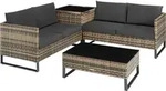 tectake&reg; Rattan Lounge Ostuni f&uuml;r 4 Personen widerstandsf&auml;hig und UV-best&auml;ndig -