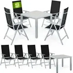 CASARIA&reg; Gartenm&ouml;bel Set 4 St&uuml;hle mit Tisch 90x90cm Aluminium Sicherheitsglas