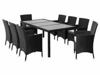 CASARIA® Polyrattan Gartenmöbel Set Stühle stapelbar inkl. 7cm Auflagen WPC