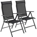SONGMICS Gartenstuhl (2 St),8-fach verstellbare R&uuml;ckenlehne,Campingstuhl schwarz -