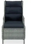 vidaXL Verstellbarer Gartensessel mit Fu&szlig;hocker Poly Rattan Hellgrau - Grau