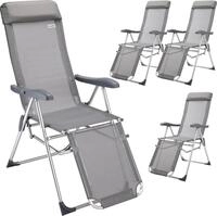 CASARIA&reg; Gartenstuhl mit Fu&szlig;teil 4er Set 6fach Verstellbar Liegefunktion Alu
