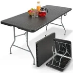 AREBOS Klappbarer Buffettisch 182x74x74 cm | Gartentisch f&uuml;r 8 Personen, Schwarz -
