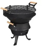 Relaxdays Grillfass Gusseisen, h&ouml;henverstellbarer Grillrost, Bel&uuml;ftung, Fassgrill
