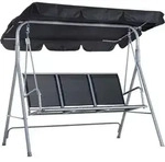 Outsunny Hollywoodschaukel 3-Sitzer Schaukelbank Gartenschaukel mit Dach Schwarz -